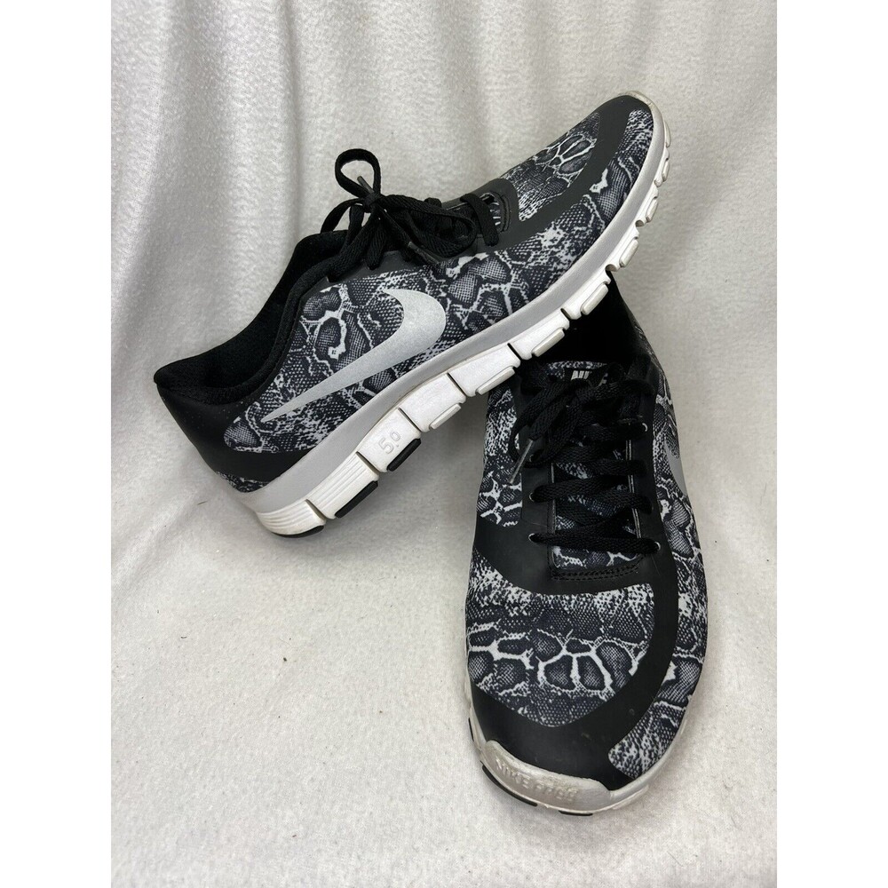 NIKE Free 5.0 V4 Black Gray Snake‎ Print 695168-004 Running Shoes Womens 9.5